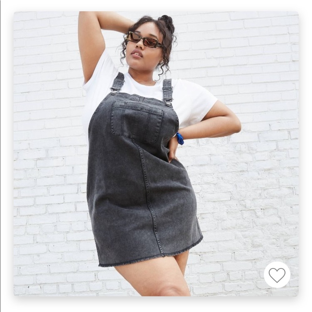 Plus Size Denim Pinafore Overall Dress